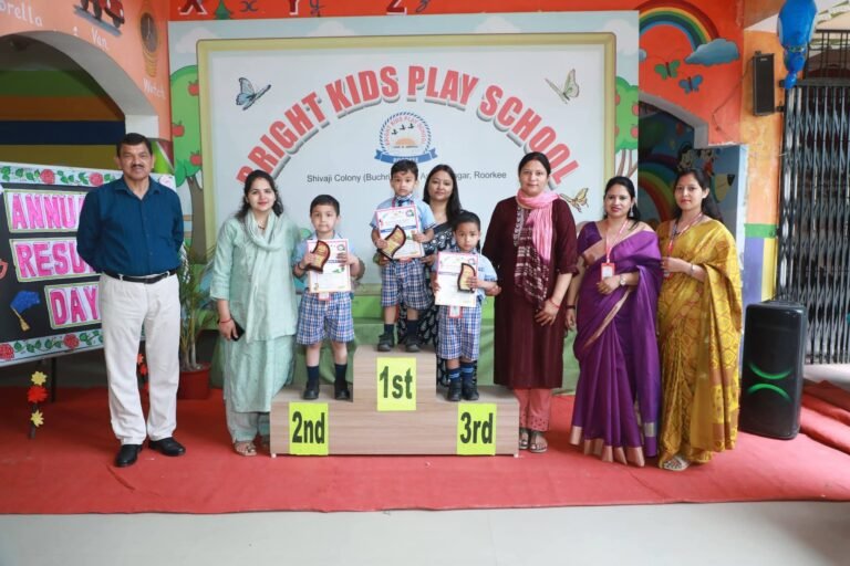 ब्राइट किट्स प्ले स्कूल का वार्षिक परीक्षा परिणाम घोषित,शिक्षा के बिना मानव जीवन अधूरा:हर्ष प्रकाश काला 